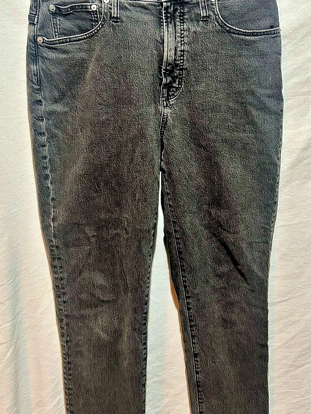 Madewell Curvy Perfect Vintage Jean 30 Washed Black Gray High Rise Straight